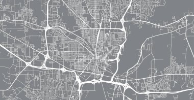 Jackson, ABD 'nin şehir haritası. Mississippi eyalet başkenti