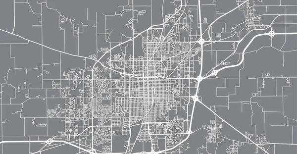 Springfield şehir haritası, ABD. Illinois eyalet başkenti — Stok Vektör