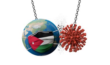 Coronavirus Jordan maskesi takarak dünyaya çarpıyor. 3B Hazırlama