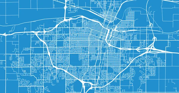 Urban vector mapa města Topeka, USA. Hlavní město Kansasu — Stockový vektor