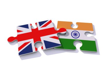 Birleşik Krallık ve Hindistan yapboz parçaları. 3B görüntüleme