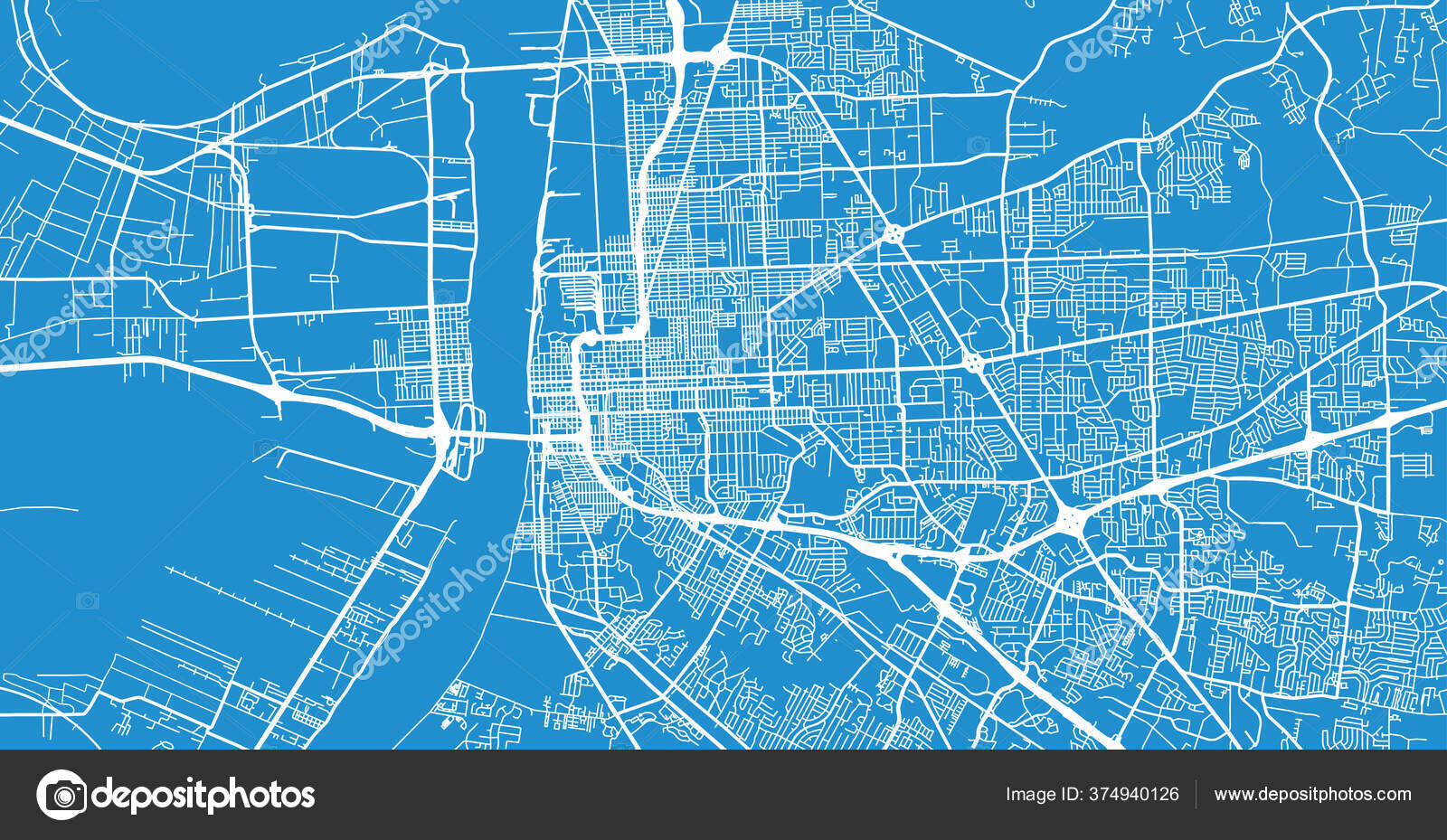 Urban vector city map of Baton Rouge, USA. Louisiana state capital