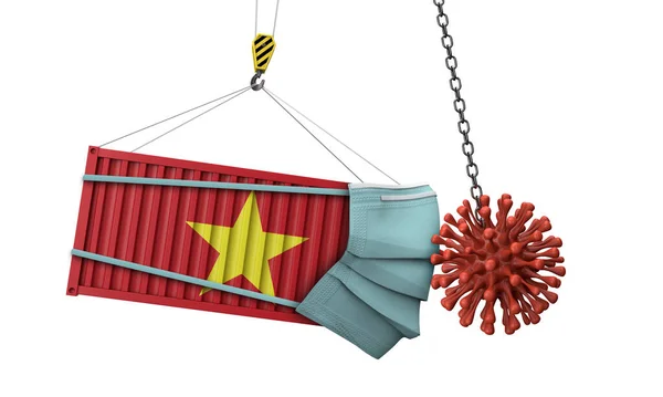 越南货物集装箱科林斯与验尸官。3D渲染 — 图库照片
