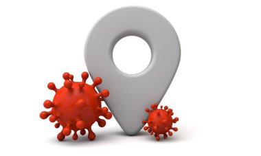 Coronavirus temas teknolojisi konsepti. 3B Hazırlama