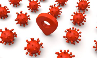 Coronavirus temas teknolojisi konsepti. 3B Hazırlama