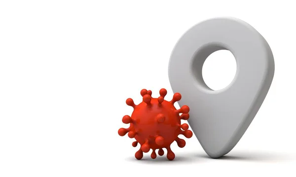 Коронавірус контактує з технологією трасування. 3D Рендерінг — стокове фото
