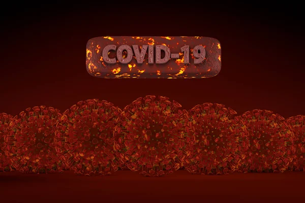 Corona Virus Covid Red Virus Concept 危险大流行病 — 图库照片