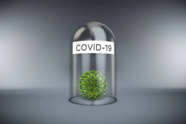 Corona病毒Covid 19在玻璃罩下分离危险的大流行病概念 — 图库照片