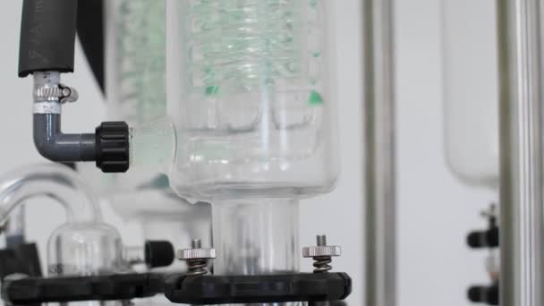 Rotatieverdamper Genaamd Rotavapor Met Groene Condensor Cannabis Farmaceutische Gezondheidszorg — Stockvideo