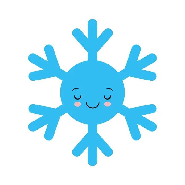 Fiocco di neve carino in stile cartone animato. Adorabile fiocchi di neve personaggi sorridenti. Divertenti scarabocchi natalizi . — Vettoriale Stock