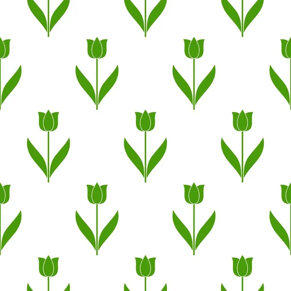 Patrón sin costura floral con tulipanes verdes. Primavera vector fondo . — Vector de stock