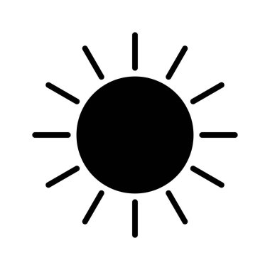 Basit güneş vektör simgesi beyaz arka plan üzerinde.