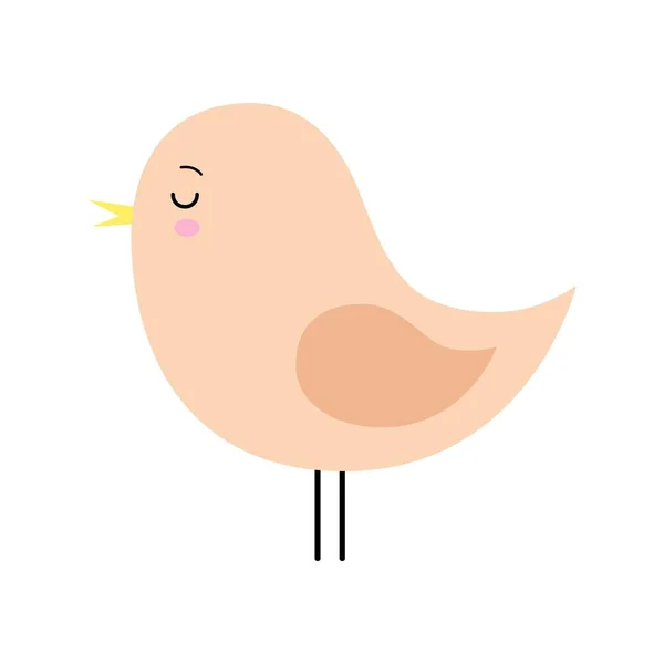 Little cute orange spring bird design. Cartoon character. — Stock Vector