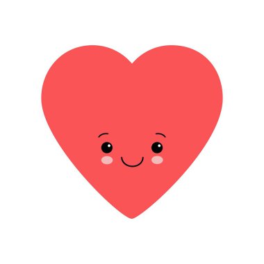 Beyaz arkaplanda kırmızı gülen kalbin vektör çizimi.