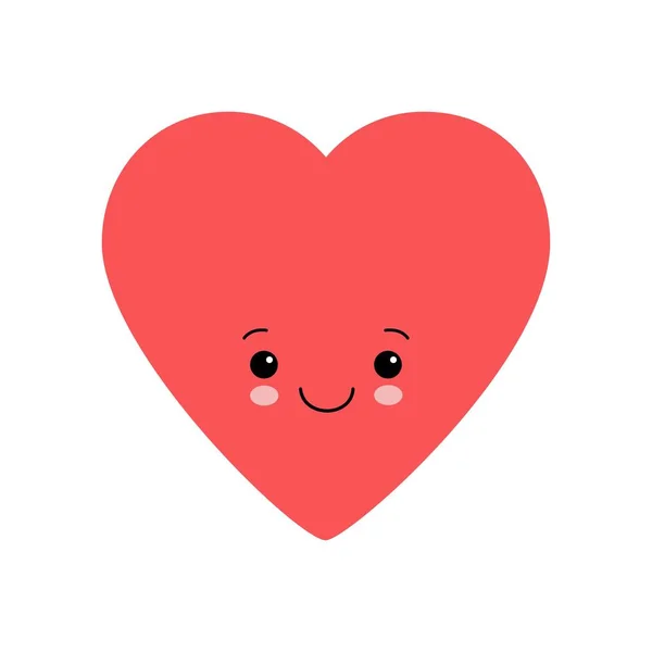 Ilustración vectorial del corazón sonriente rojo sobre fondo blanco . — Archivo Imágenes Vectoriales