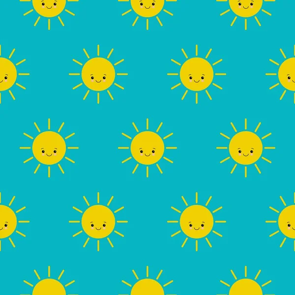 Tecknad sol mönster med söt sol. Söt vektor färgglada sol mönster. — Stock vektor