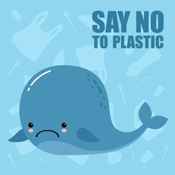 Denizde plastik kirliliği. Ekolojik mavi poster, kağıt sanatı ve dijital el sanatları tarzı. Akan Plastik Şişe 'nin üzerinde oturan martı. Plastiğe hayır de.