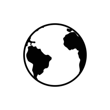 Dünya Simgesi Vektörü. Beyaz arkaplanda mükemmel siyah resim çizimi.