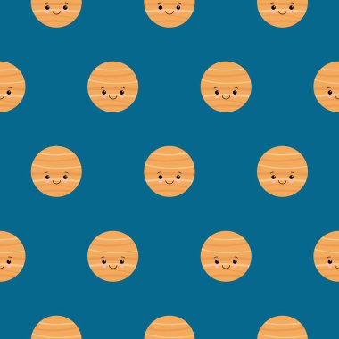 Şirin Venüs gezegen desenli kusursuz vektör mavi arkaplandaki herhangi bir web tasarımı için geometrik tekrarla