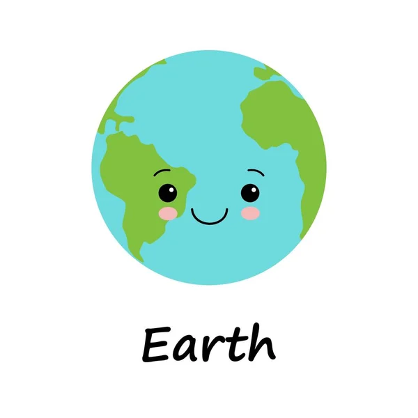 Conceito criativo planeta Terra globo com um doce rosto bonito sorrindo para a humanidade desenho animado dia da terra moderno estilo de design plano . —  Vetores de Stock