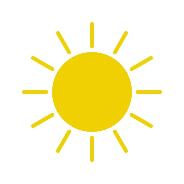 Gula Sun burst ikonen isolerad på bakgrunden. Moderna enkla platta solljus, sign. — Stock vektor