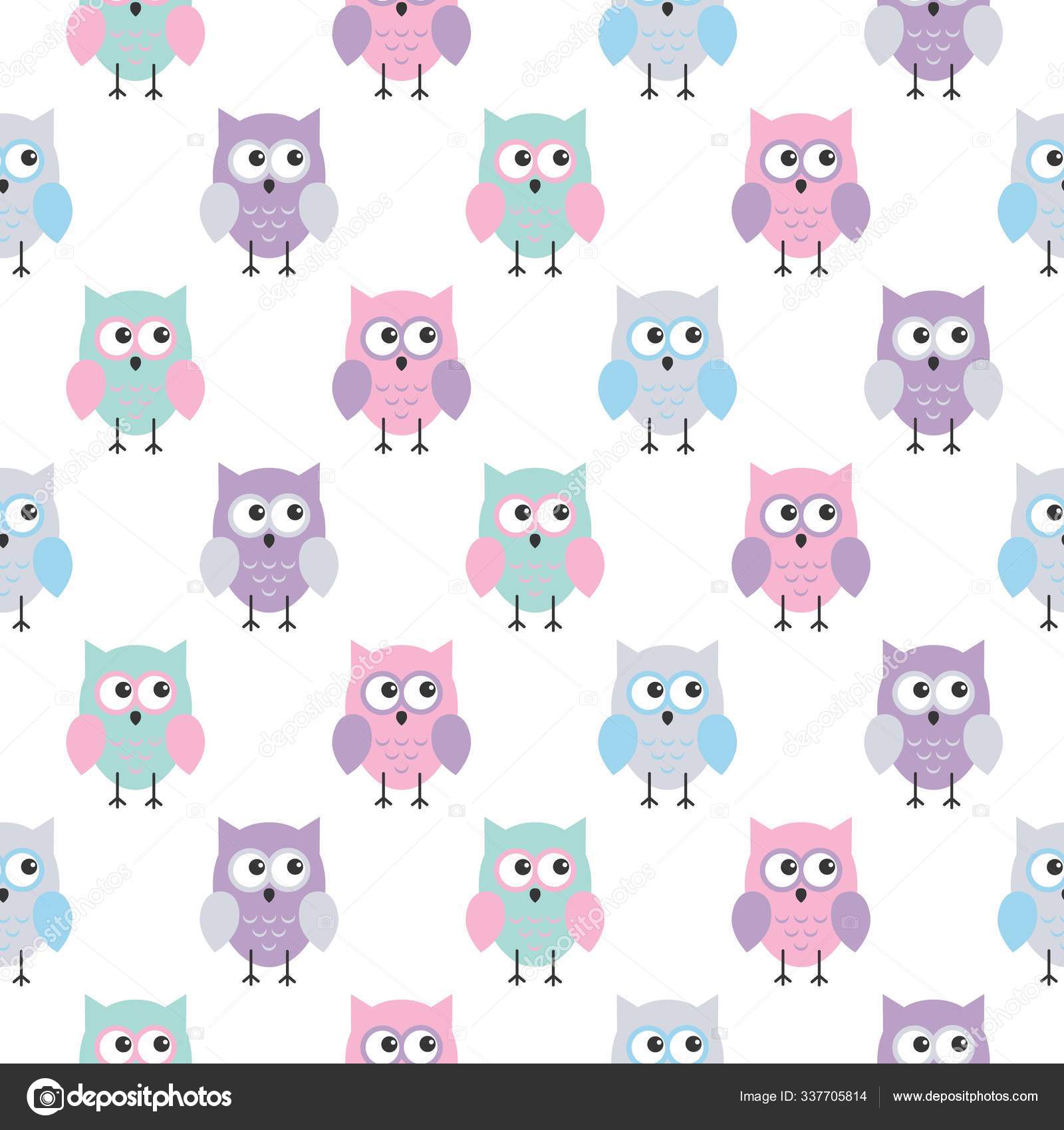 Padrao De Fundo Coruja Bonito Colorido Sem Costura Para Criancas No Vetor Vetores De Stock C Yuliar 337705814