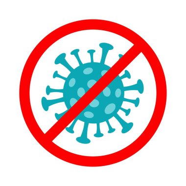 Coronavirüs 2019-ncov 'u durdurma kavramının vektör illüstrasyonu. Coronavirus hücresi kırmızı dur işareti ile çizilmiştir..