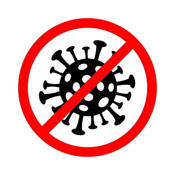 Stop coronavirus symbool met rode cirkel stop teken. — Stockvector