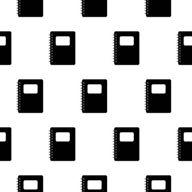 Not defteri simgesi beyaz arkaplanda izole edilmiş kusursuz desen. Spiral not defteri simgesi. Okul defteri. Yazı tahtası. Okul günlüğü. Vektör İllüstrasyonu