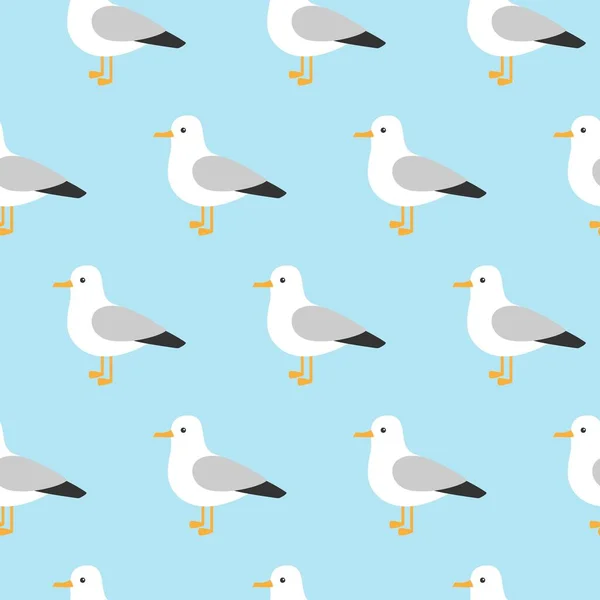 Vector hermoso patrón con gaviotas. Sea Gull, un hermoso pájaro. Lindo pájaro en estilo de dibujos animados . — Vector de stock
