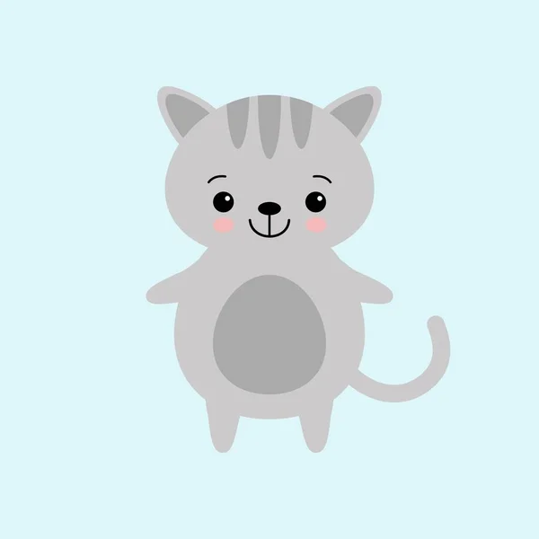 Lindo kawaii gato cahracter. Estilo de niños, ilustración vectorial. Pegatina, elemento de diseño aislado para libros para niños — Vector de stock