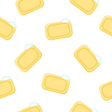 Saf sarı sabunun kusursuz desenleri. Beyaz arkaplanda renk çizimi.