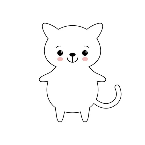 Personagem de gato kawaii. Um gatinho branco bonito no fundo branco . —  Vetores de Stock