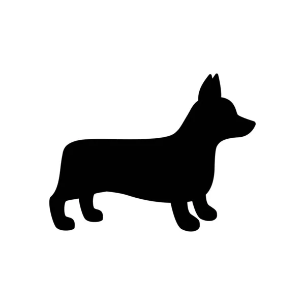 Silhueta de um cão da raça Pembroke Corgi galês —  Vetores de Stock