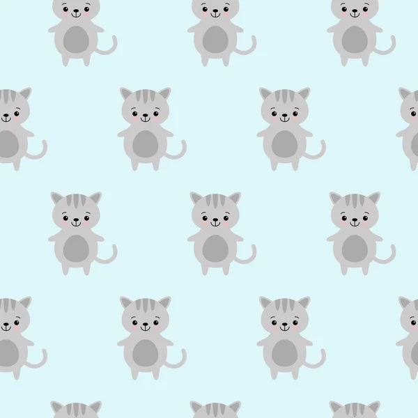 Ilustración vectorial. Patrón sin costuras. Gatos graciosos. Lindos gatos en colores grises. Gatos vectores . — Vector de stock