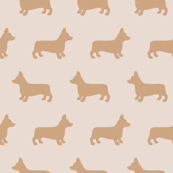 Cartoon Walisischen Corgi Hund Nahtlose Muster Hintergrund Abstraktes Corgi Hundemuster — Stockvektor