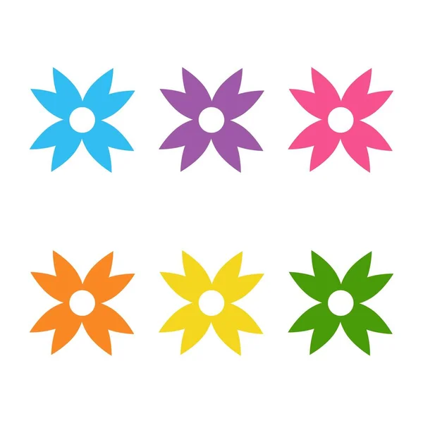 白い背景デザインのロゴテンプレート上のカラーフラワーアイコンベクトルイラスト — ストックベクタ