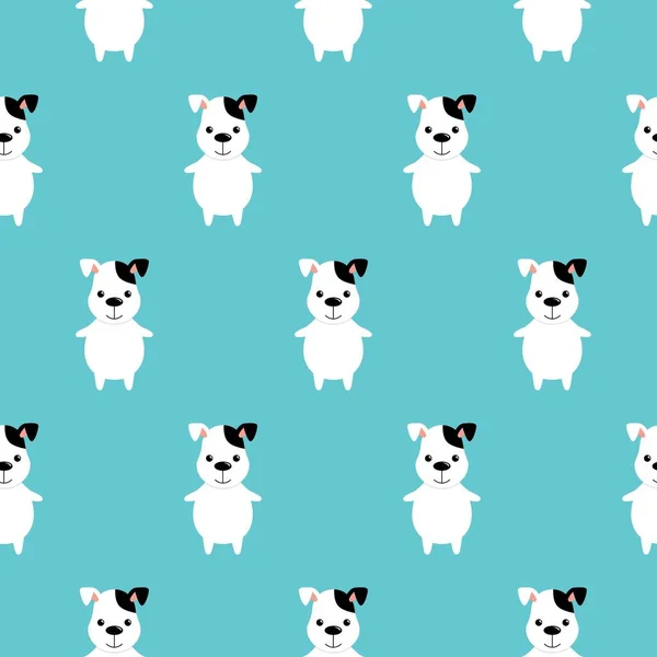 Leuke honden naadloos patroon. Cartoon honden op blauwe achtergrond. Vectorachtergrond. — Stockvector