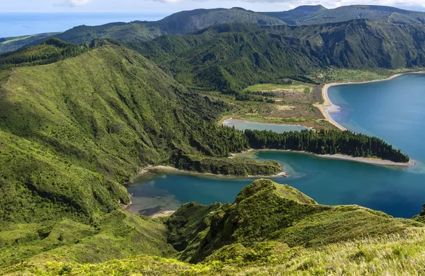 Piękny Krajobraz Jeziora Ognia Lagoa Fogo Miguel Island Azory Portugalia — Zdjęcie stockowe