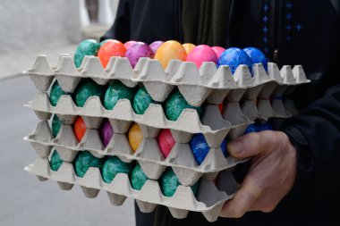 Stacks of stained eggs clipart