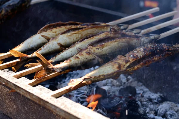 Stecker-Fisch auf dem Grill — Stockfoto