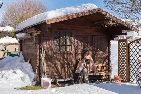 Snow hood on summer house — Stock Photo, Image