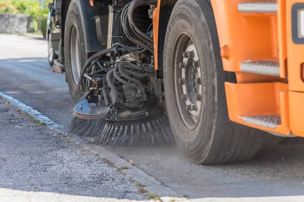 Street cleaning - high pressure sweeper - detail — Stock Photo, Image