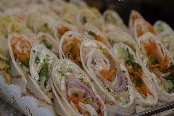 Cold Buffet Arranged Wraps Close Snack — Stock Photo, Image