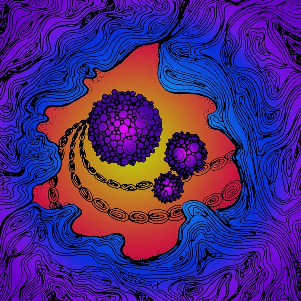 Multicolored graphic drawing - planets and space 3 (or molecules, atom)