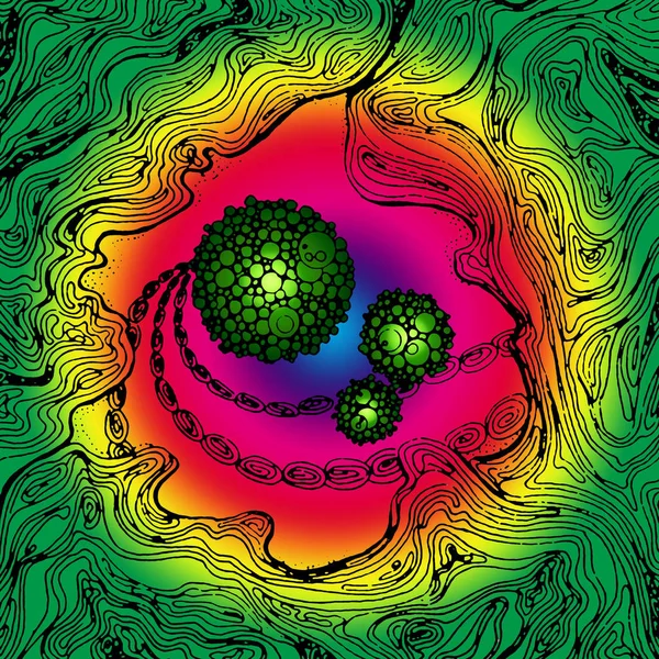 Multicolored graphic drawing - planets and space 5 (or molecules)