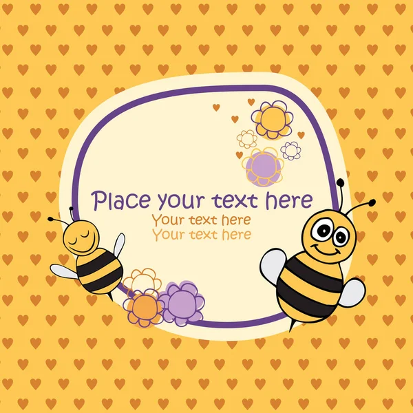 귀여운 꿀벌 카드 — 스톡 벡터