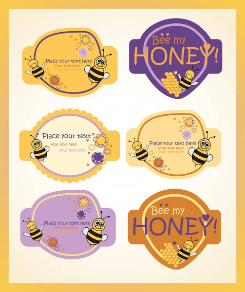 Lovely bee sticker set Vector Graphics