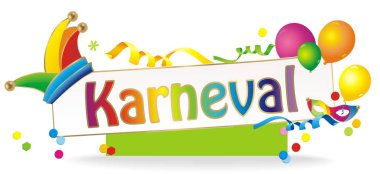 Balonlar ve konfeti komik renkli karnaval arka plan