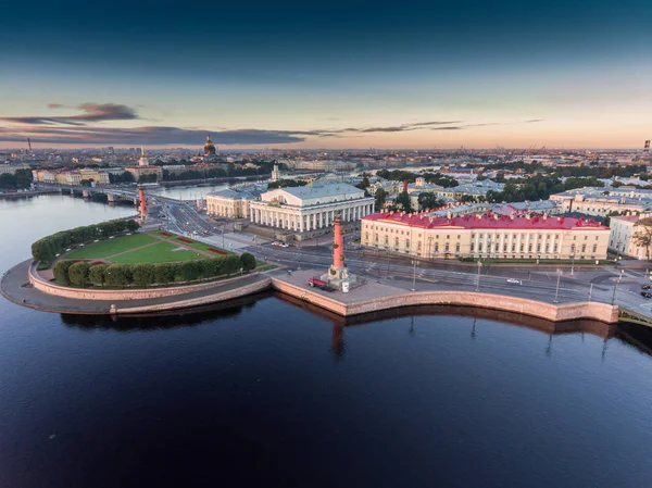 Rusya Saint Petersburg Eylül 2016 Gündoğumunda Vasilievskiy Adası Nın Havadan — Stok fotoğraf